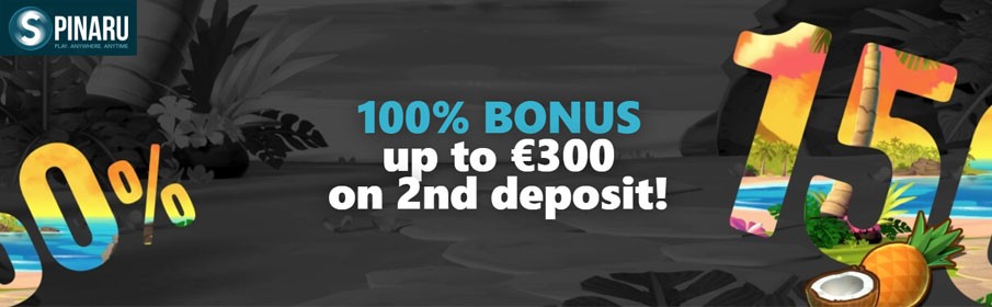 Spinaru Casino 100% Second Deposit Bonus