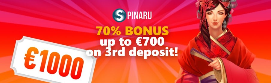 Spinaru Casino 70% Third Deposit Bonus