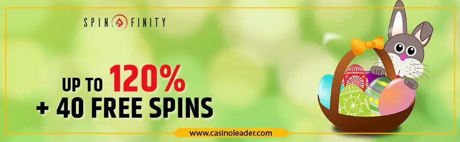 Spinfinity Casino 120% Match Deposit Bonus + 40 Free Spins