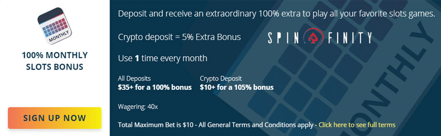 Spinfinity Casino Monthly Slots Bonus 