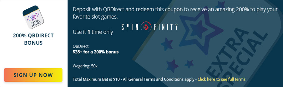 Spinfinity Casino QBDirect Bonus