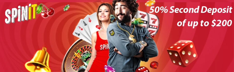  Spinit Casino 50% Second Deposit Bonus