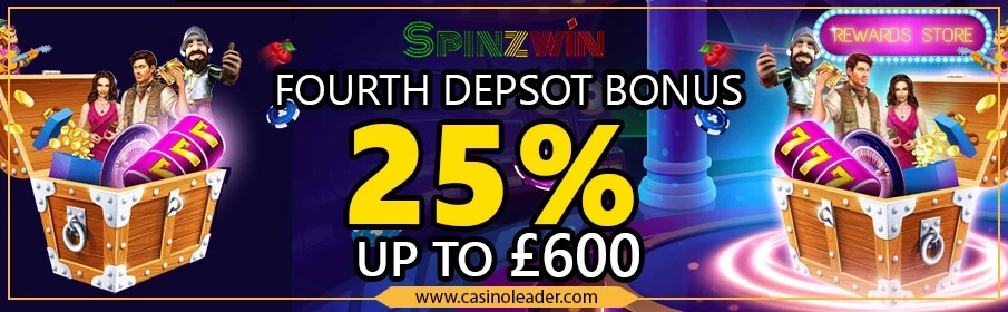 Spinzwin Casino 25% Fourth Deposit Bonus