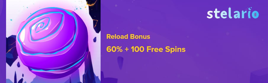 Stelario Casino 60% Reload Bonus 