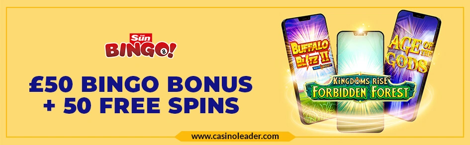 Sun Bingo £50 Free Bingo Welcome Bonus + 50 Free Spins