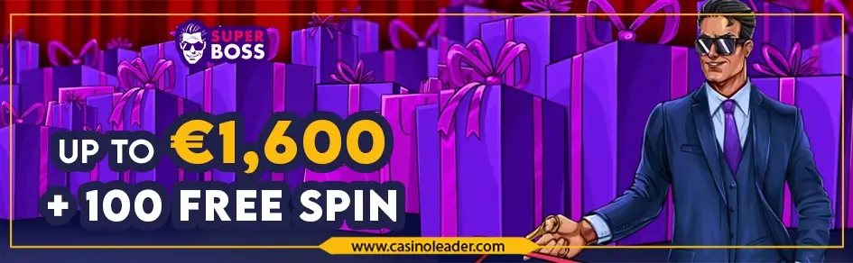 SuperBoss Casino Up to €1600 Welcome Bonus + 100 Free Spins SuperBoss Casino Up to €1600 Welcome Bonus + 100 Free Spins