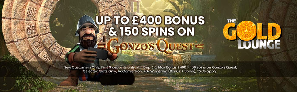 Gold Lounge Casino £400 bonus & 150 spins Welcome Bonus