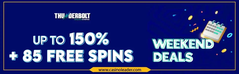 Thunderbolt Casino up to 150% Match Deposit Bonus + 85 FS