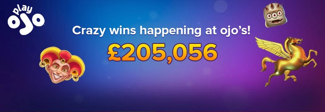 Play OJO Casino's list of big winners for February including its highest win yet worth £205,056