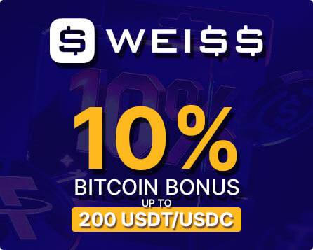 Weiss Bet Casino 10% Bitcoin Bonus of up to 200 USDT/USDC