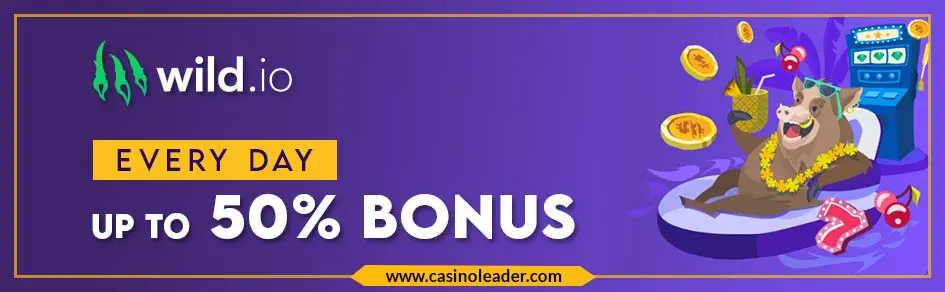 Wild.io Casino up to 50% Reload Bonus every day