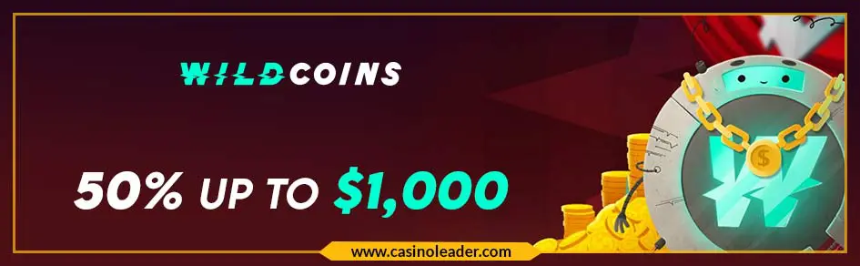 Wildcoins Casino 50% Highroller Bonus of up to $1,000