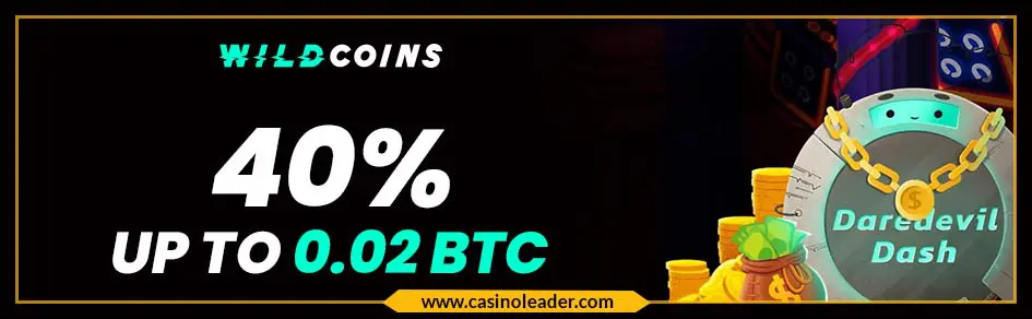 Wildcoins Casino 40% up to 0.02 BTC Match Deposit Bonus Wildcoins Casino 40% up to 0.02 BTC Match Deposit Bonus