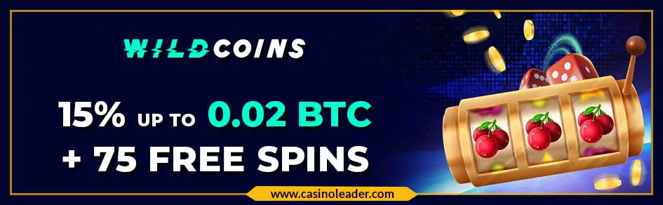 Wildcoins Casino 0.02 BTC Deposit Bonus + 75 FS Code Wildcoins Casino 0.02 BTC Deposit Bonus + 75 FS Code