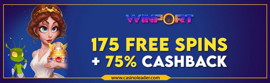 Winport Casino 175 Free Spins Bonus + 75% Cashback
