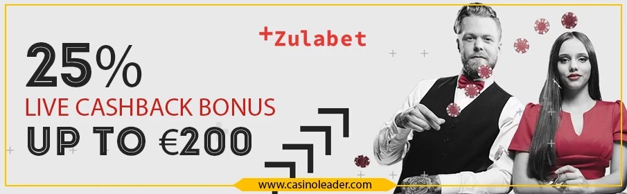 ZulaBet Casino 25% Live Cashback bonus