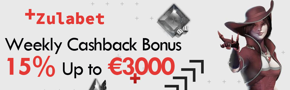 Zulabet Casino Weekly Cashback Bonus